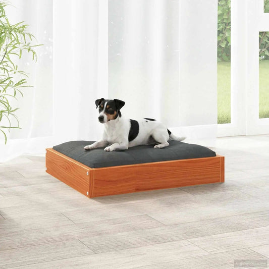 Hundebett aus Massivholz Kiefer in Wachsbraun, 51,5 x 44 x 9 cm – vidaXL