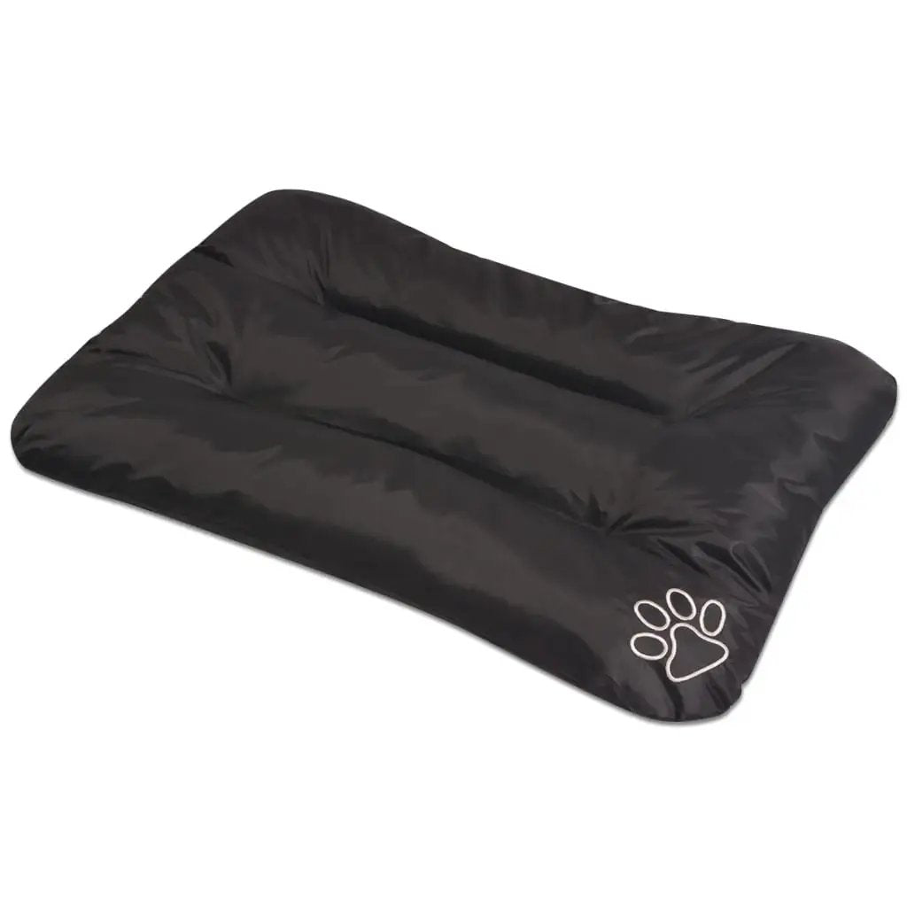 Hundebett XL Schwarz mit weißem Pfoten-Motiv, ideal für große Hunde