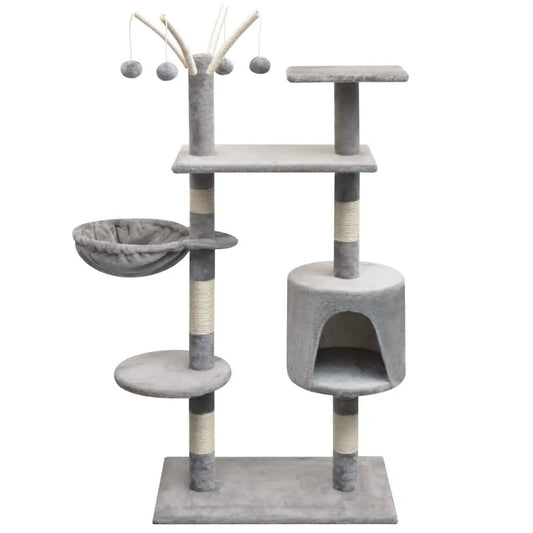 Katzen-Kratzbaum 125 cm Grau von vidaXL mit Höhle, Sisalstämmen und mehreren Ebenen