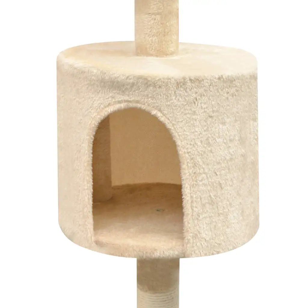 Katzen-Kratzbaum 125 cm Beige von vidaXL – beiger Plüsch-Kratzbaum mit Höhle
