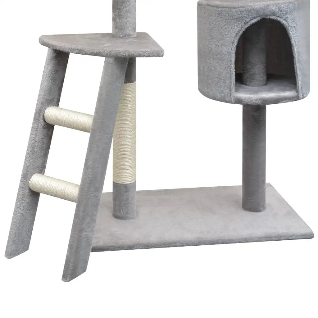Katzen-Kratzbaum 150 cm Grau von vidaXL, grauer Kratzbaum mit Höhle und Sisalstangen