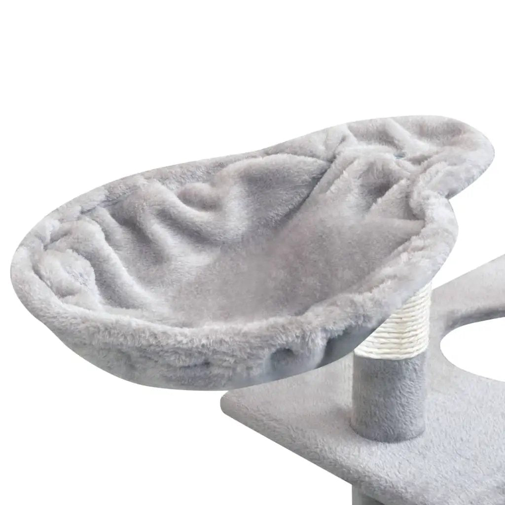 vidaXL Katzen-Kratzbaum 150 cm Grau mit plüschigem Liegekorb und Sisal-Säule