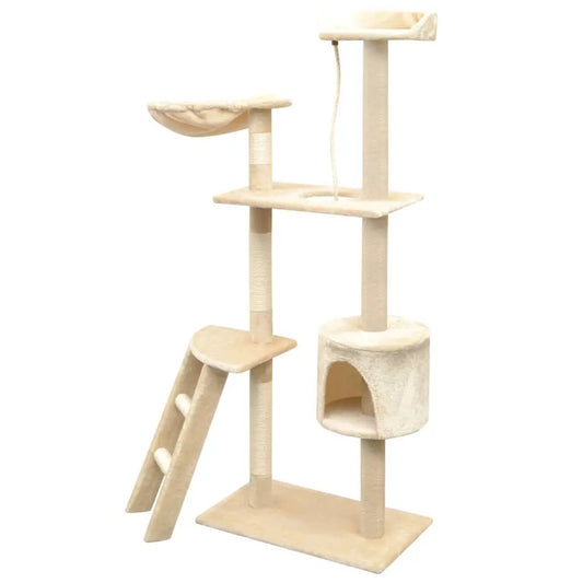 Katzen-Kratzbaum 150 cm Beige aus Sisal von vidaXL mit Höhle und Liegeplattformen