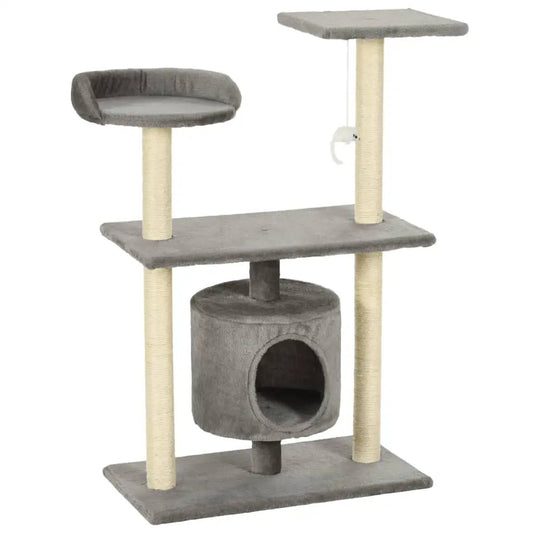 Katzen-Kratzbaum aus Sisal grau, 95 cm, vidaXL mit Höhle und mehreren Plattformen