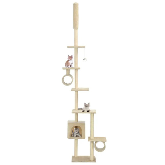 Katzen-Kratzbaum Beige mit Sisal-Kratzsäulen, 260 cm