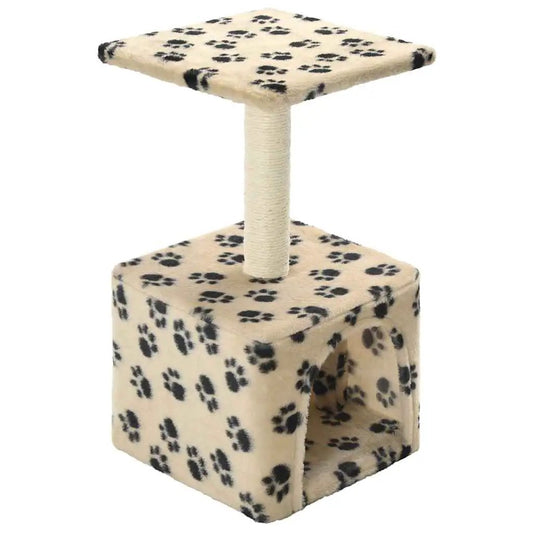 Katzen-Kratzbaum Sisal 55 cm Beige mit Pfoten-Aufdruck, vidaXL