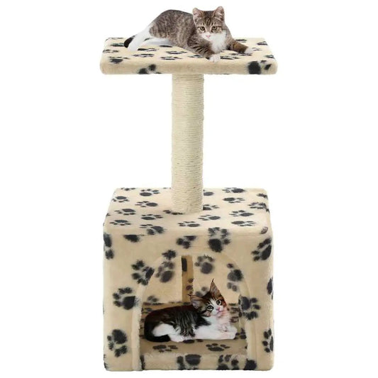 Katzen-Kratzbaum Sisal 55 cm beige Pfoten-Aufdruck vidaXL