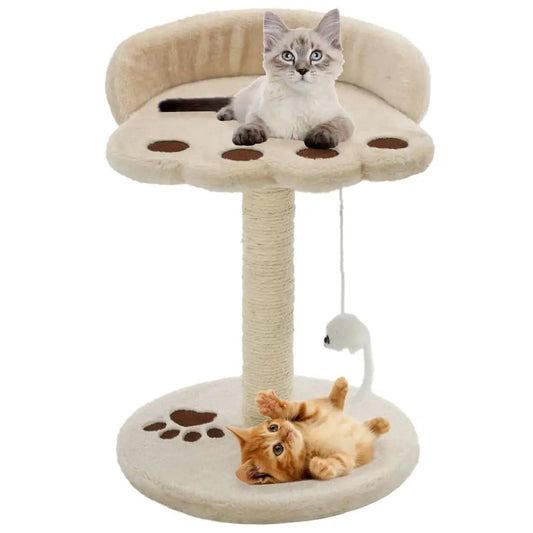 Katzen-Kratzbaum Sisal 40 cm Beige und Braun von vidaXL; zwei Katzen oben und unten