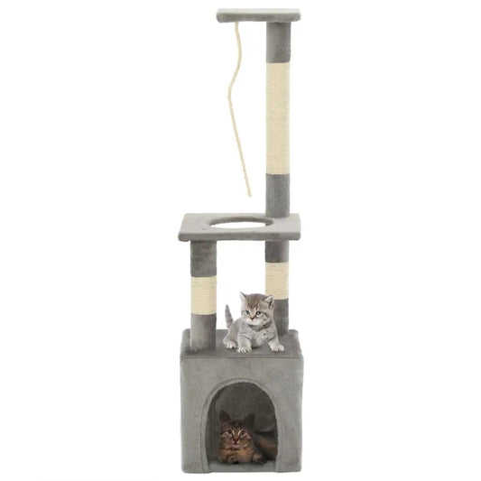 Katzen-Kratzbaum mit Sisal-Kratzsäulen, Grau, 109 cm