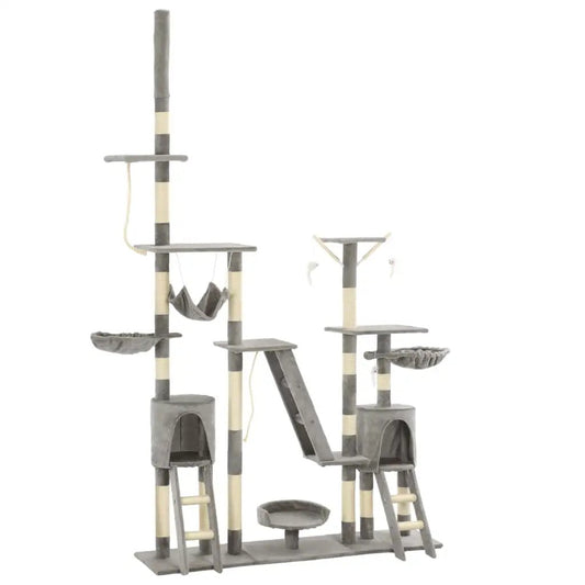 Katzen-Kratzbaum 230–250 cm grau mit Sisal-Kratzsäulen, vidaXL