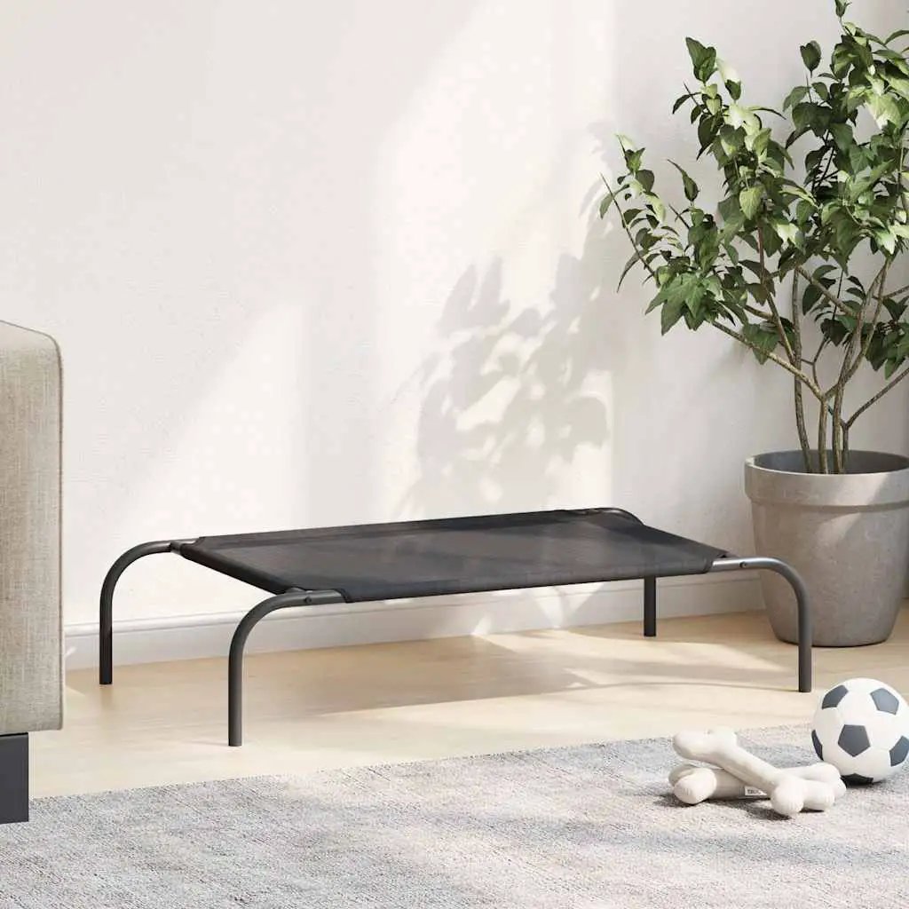 Erhöhtes Hundebett Schwarz S Textilene mit schwarzem Metallrahmen