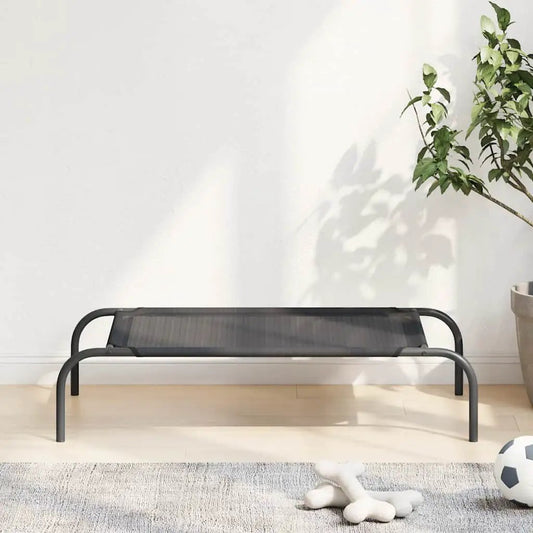 vidaXL erhöhtes Hundebett Schwarz S Textilene – schwarzes Metallgestell mit Textilene-Mesh