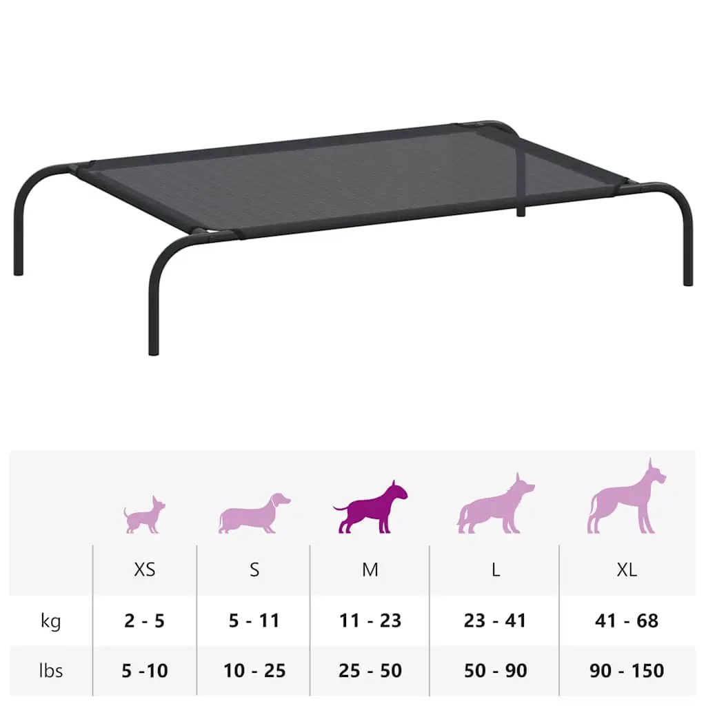 Erhöhtes Hundebett Schwarz L Textilene von vidaXL, schwarzer Metallrahmen