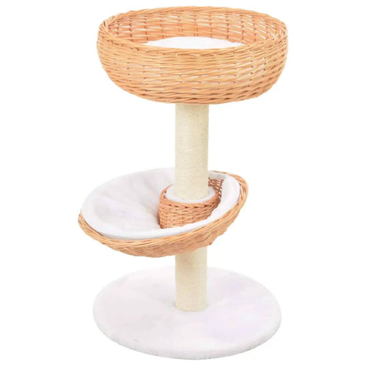 Katzen-Kratzbaum aus Sisal und natürlichem Weidenholz; vidaXL, mehrstöckiger Kratzbaum mit runden Körben