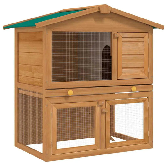 Kaninchenstall aus Holz – vidaXL Hasenstall mit 3 Türen, Lebensraum & Gehege für Kleintiere