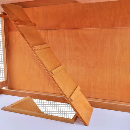 Kaninchenstall aus Holz mit dreistöckiger Rampe, Hasenstall für Kleintiere