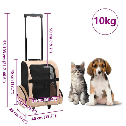 Trolley für Haustiere 3-in-1 Faltbar Sandfarben