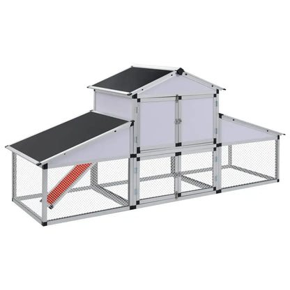 Hühnerstall aus Aluminium von vidaXL mit Freilaufgehege und Nistkasten