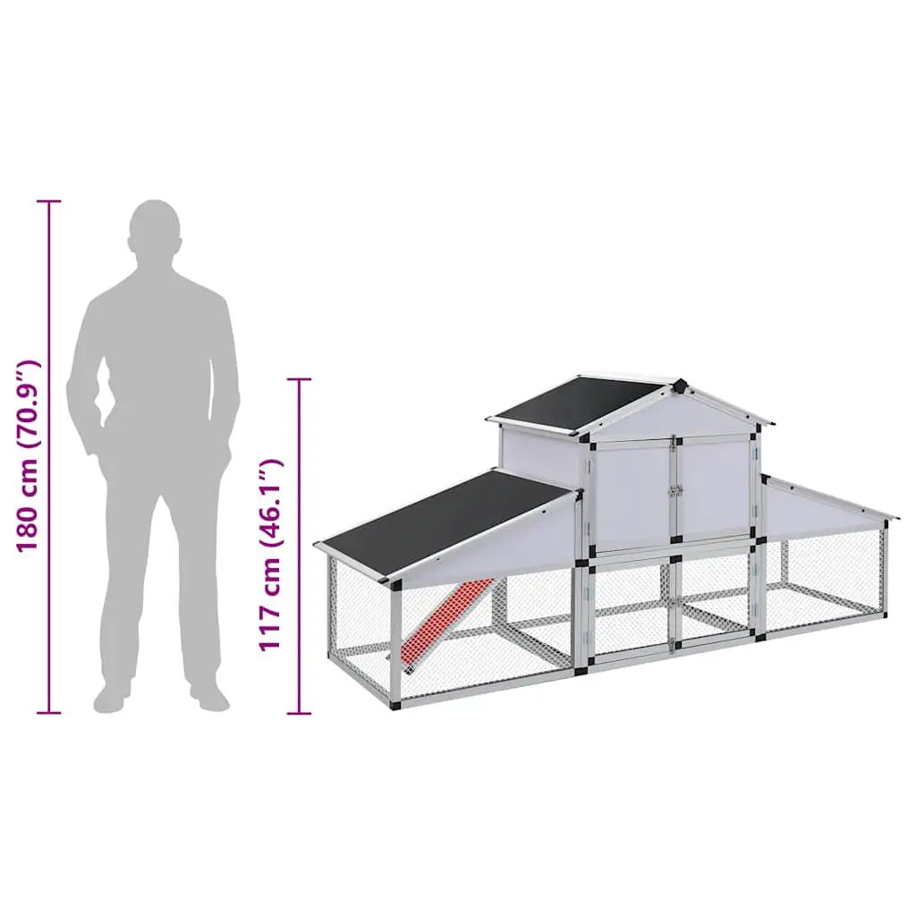 Hühnerstall aus Aluminium mit Freilaufgehege und Nistkasten vidaXL