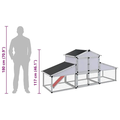 Hühnerstall aus Aluminium mit Freilaufgehege und Nistkasten vidaXL