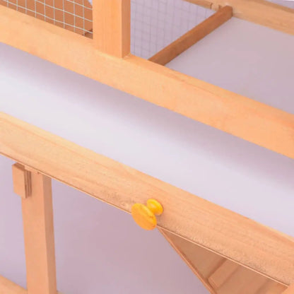 Kleintier-/Kaninchenstall aus Holz mit Drahtgitter und Rampen