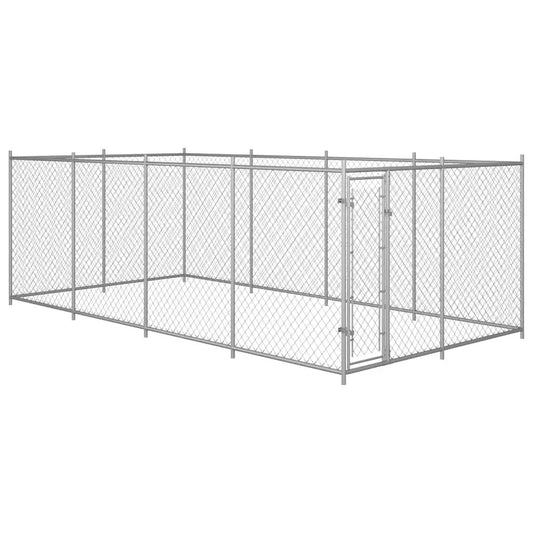 Outdoor-Hundezwinger 7,6x3,8x1,9 m aus Metallrahmen mit Kettenzaun