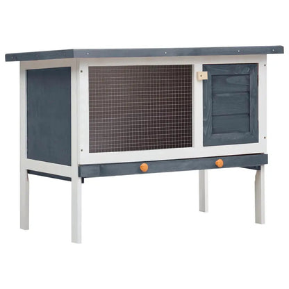 Kaninchenstall 1 Ebene aus Holz in Grau mit Drahtgitterfront, vidaXL
