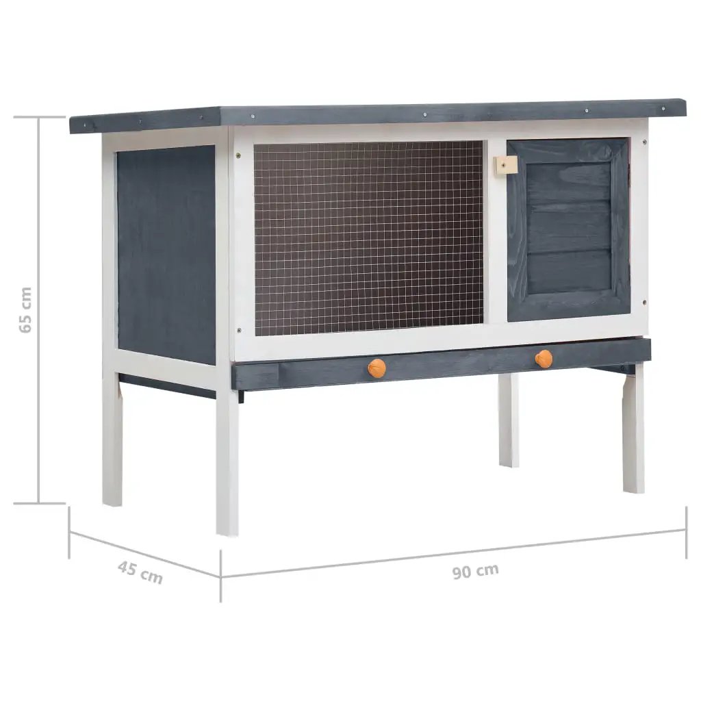 Kaninchenstall 1 Ebene aus Grau-Holz mit Drahtgitterfront, vidaXL