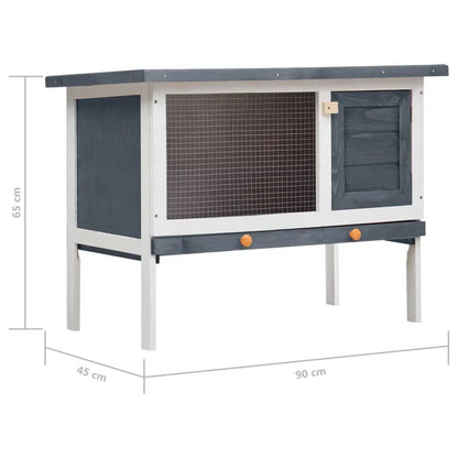 Kaninchenstall 1 Ebene aus Grau-Holz mit Drahtgitterfront, vidaXL