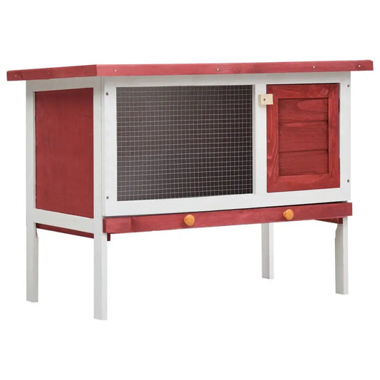 Kaninchenstall 1 Ebene aus Holz, vidaXL, rot-weißes Farbschema