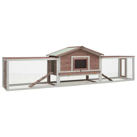 Kaninchenstall Mokka 310x70x87 cm aus Kiefer- und Tannen-Massivholz, vidaXL