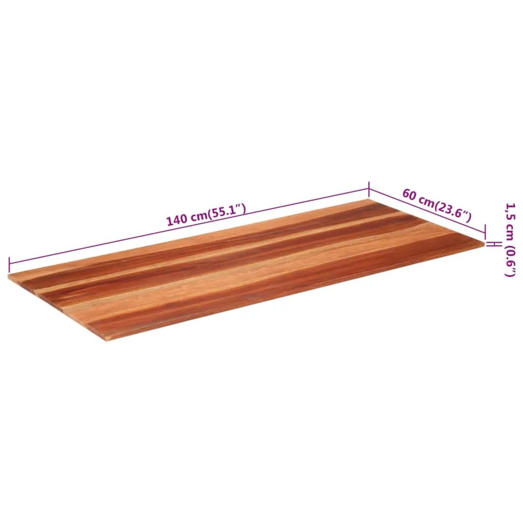 Tischplatte aus Massivholz Akazie, 15–16 mm stark, 60×140 cm, warmbraune Holztöne