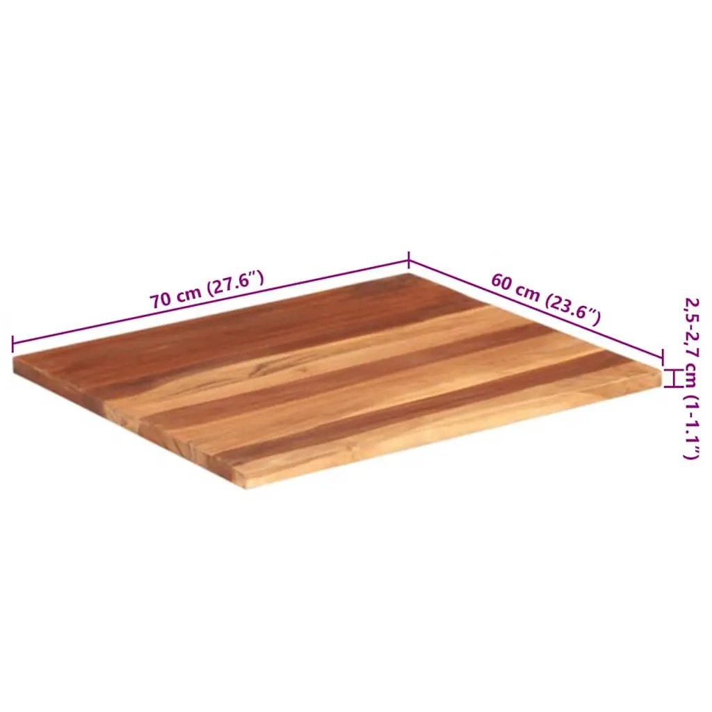 Tischplatte Massivholz Akazie, 60x70 cm, 25–27 mm Dicke, Streifenoptik, vidaXL
