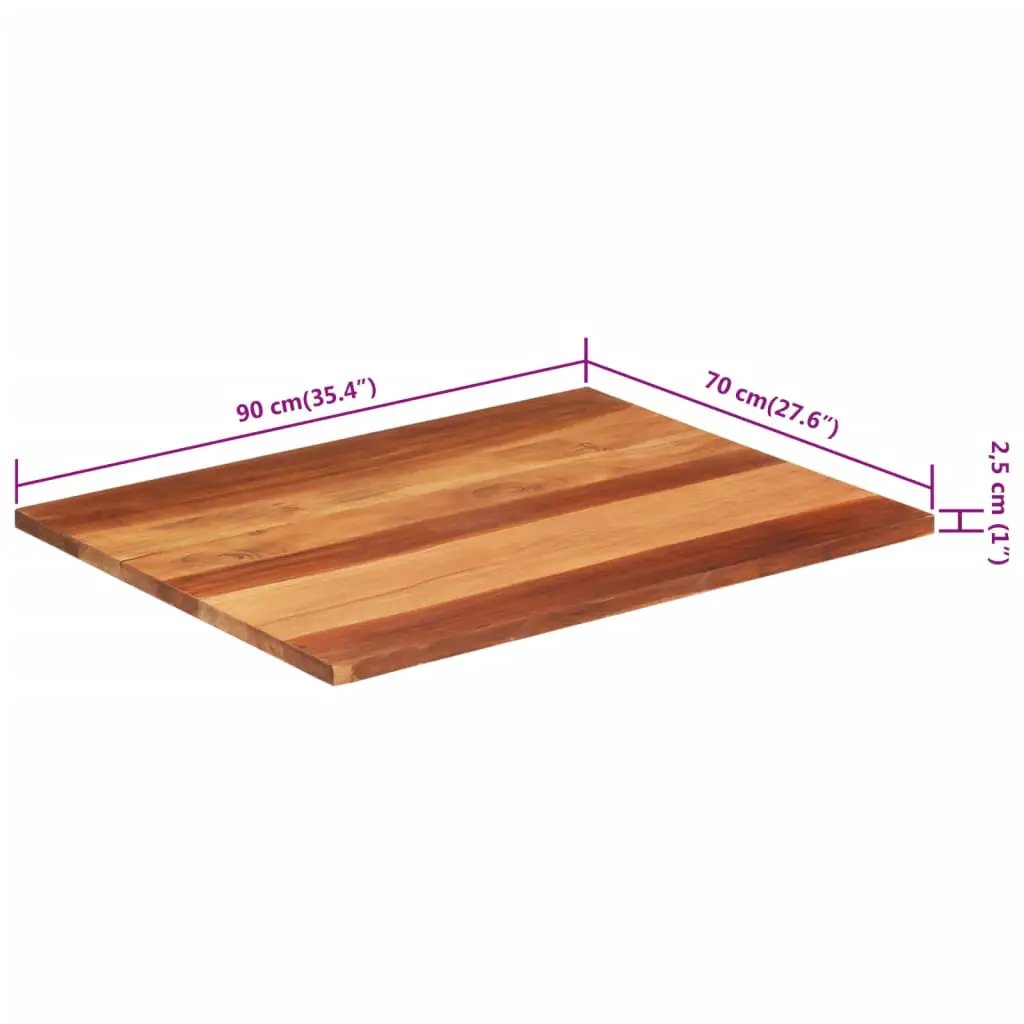 Tischplatte Massivholz Akazie, 25–27 mm, 70×90 cm vidaXL