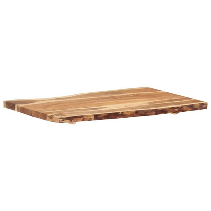 Tischplatte Massivholz Akazie 100x50–60x3,8 cm, naturfarbige Holzmaserung