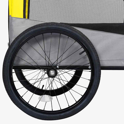 2-in-1 Fahrradanhänger für Hunde und Buggy Gelb und Grau