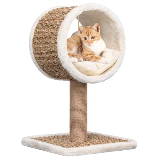 Katzen-Kratzbaum Seegras, 56 cm, mit Tunnel, Sisalstamm und weichem Innenbezug