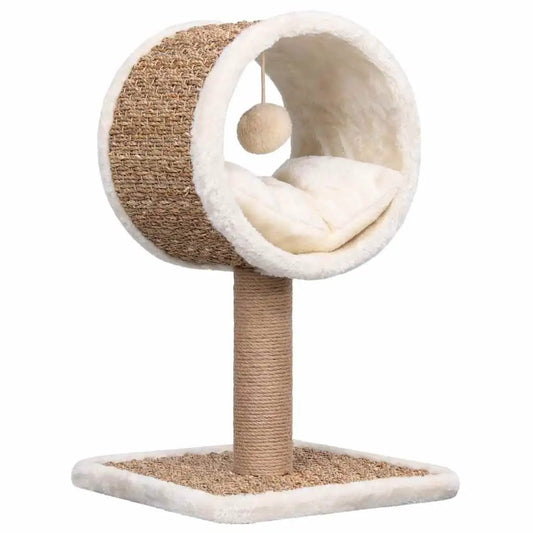 Katzen-Kratzbaum Seegras mit Tunnel, 56 cm, mit Spielzeugball