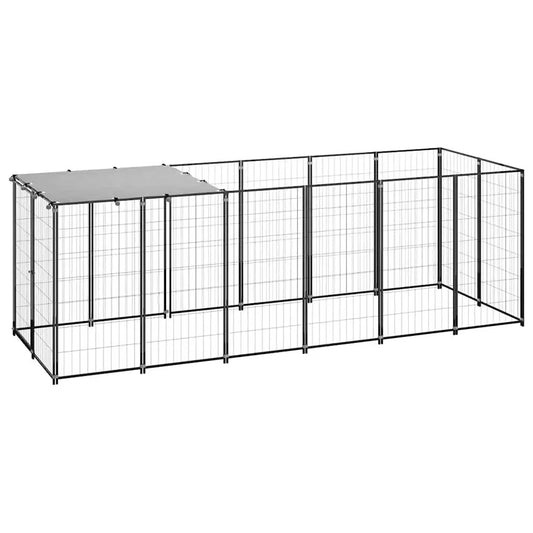 Hundezwinger Schwarz 330x110x110 cm Stahlrahmen vidaXL