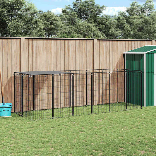 Hundezwinger Schwarz aus Stahl, 330x110x110 cm, vidaXL