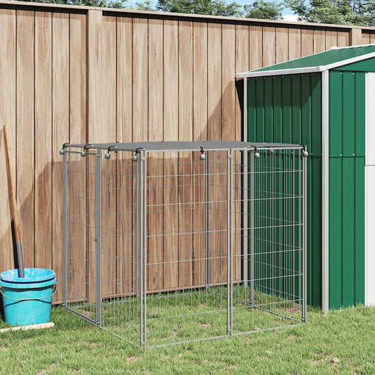 Hundezwinger Silbern aus Stahl 110x110x110 cm – vidaXL