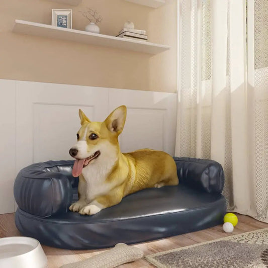 Hundebett ergonomisch aus Schaumstoff, dunkelblaues Kunstleder, 75x53 cm – vidaXL
