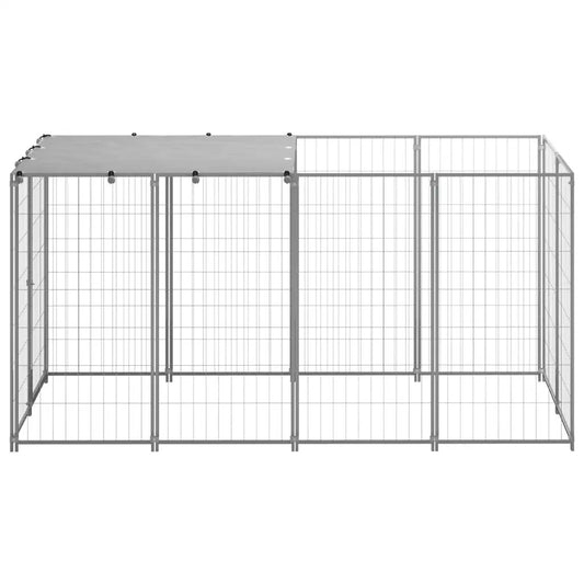 Hundezwinger Silbern aus Stahl, vidaXL, 2,42 m², mehrteiliges Zwinger-System
