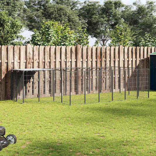 Hundezwinger Schwarz aus Stahl, 8,47 m², vidaXL – ideal für Hunde im Garten