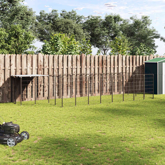 Hundezwinger Schwarz aus Stahl, 10,89 m² – vidaXL Hundezwinger & -ausläufe
