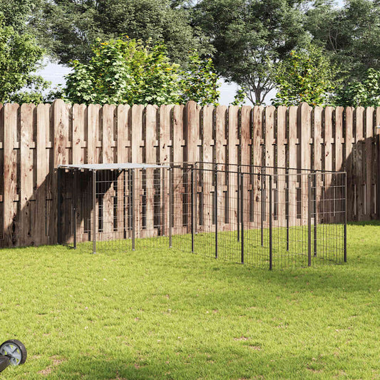 Hundezwinger Schwarz aus Stahl, 4,84 m² – Hundezwinger-Auslauf aus Metallgitter