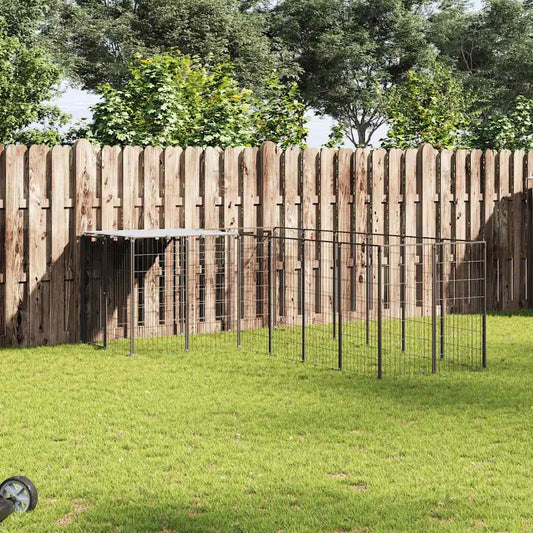 Hundezwinger & Auslauf aus Stahl, Schwarz, 8,47 m²