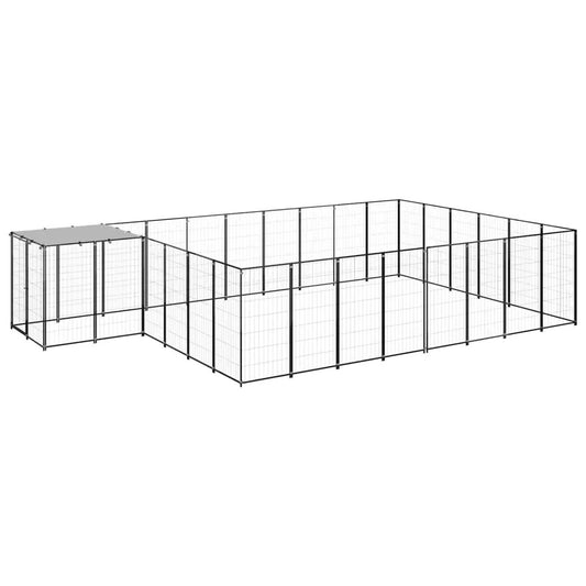 vidaXL Hundezwinger aus Stahl, schwarz, 15,73 m² Freilaufgehege