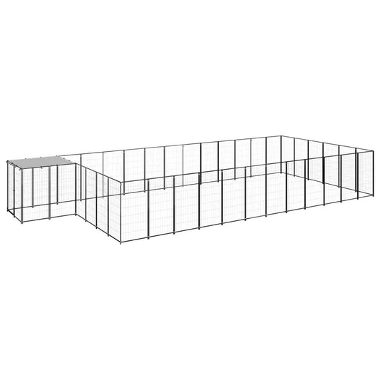 Hundezwinger aus Stahl, schwarz, 22,99 m² – großzügige Auslaufzone mit Schutzhaus (vidaXL)