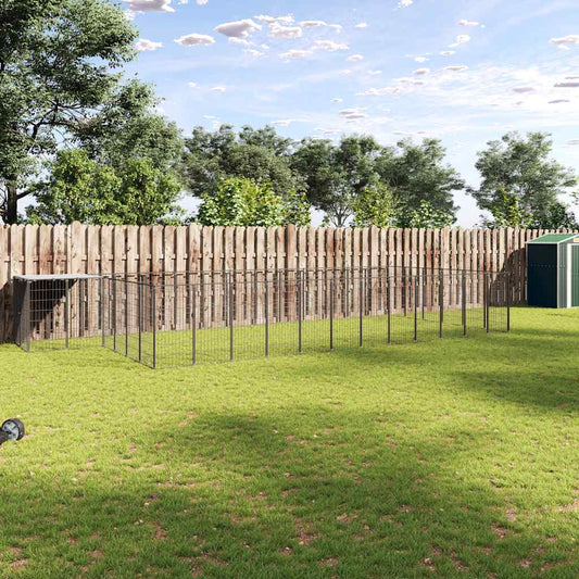 Hundezwinger Schwarz aus Stahl, 26,62 m² – Hundezwinger & -ausläufe